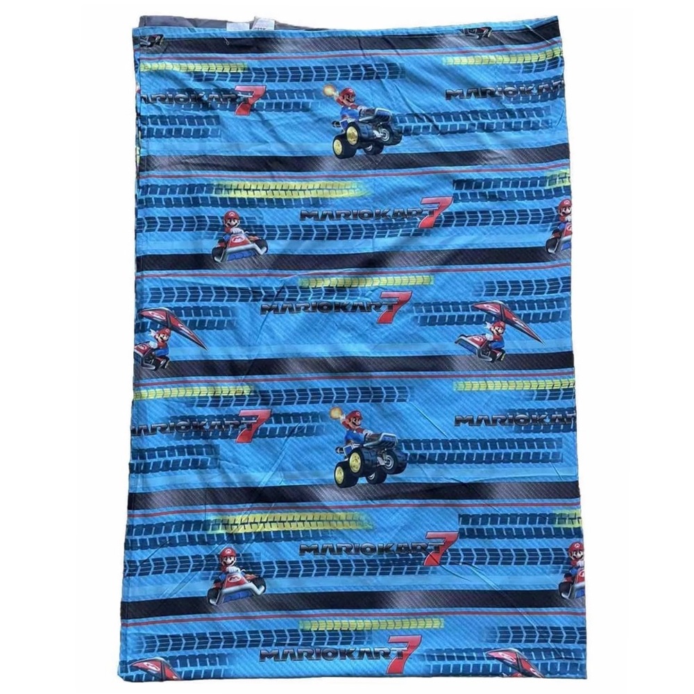Official Nintendo 2013 Mario Kart 7 Twin Size Flat Sheet Race Cars Blue